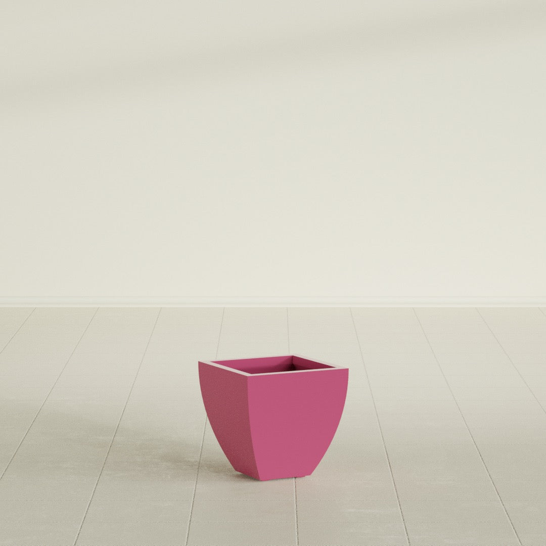 Lima Small Tapered Square Fiberglass Planter - 12 in x 12 in x 12 in - Gloss Pink Violet - Gloss Pink Violet,12 in x 12 in x 12 in