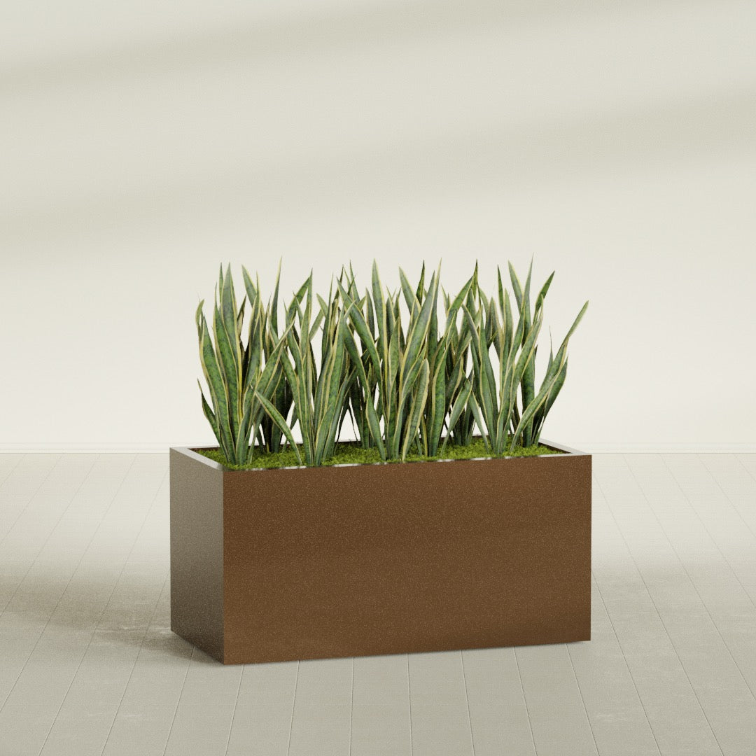 Granada Extra Large Long Rectangle Fiberglass Planter - 48 in x 24 in x 24 in - Metallic Bronze - Metallic Bronze,48 in x 24 in x 24 in