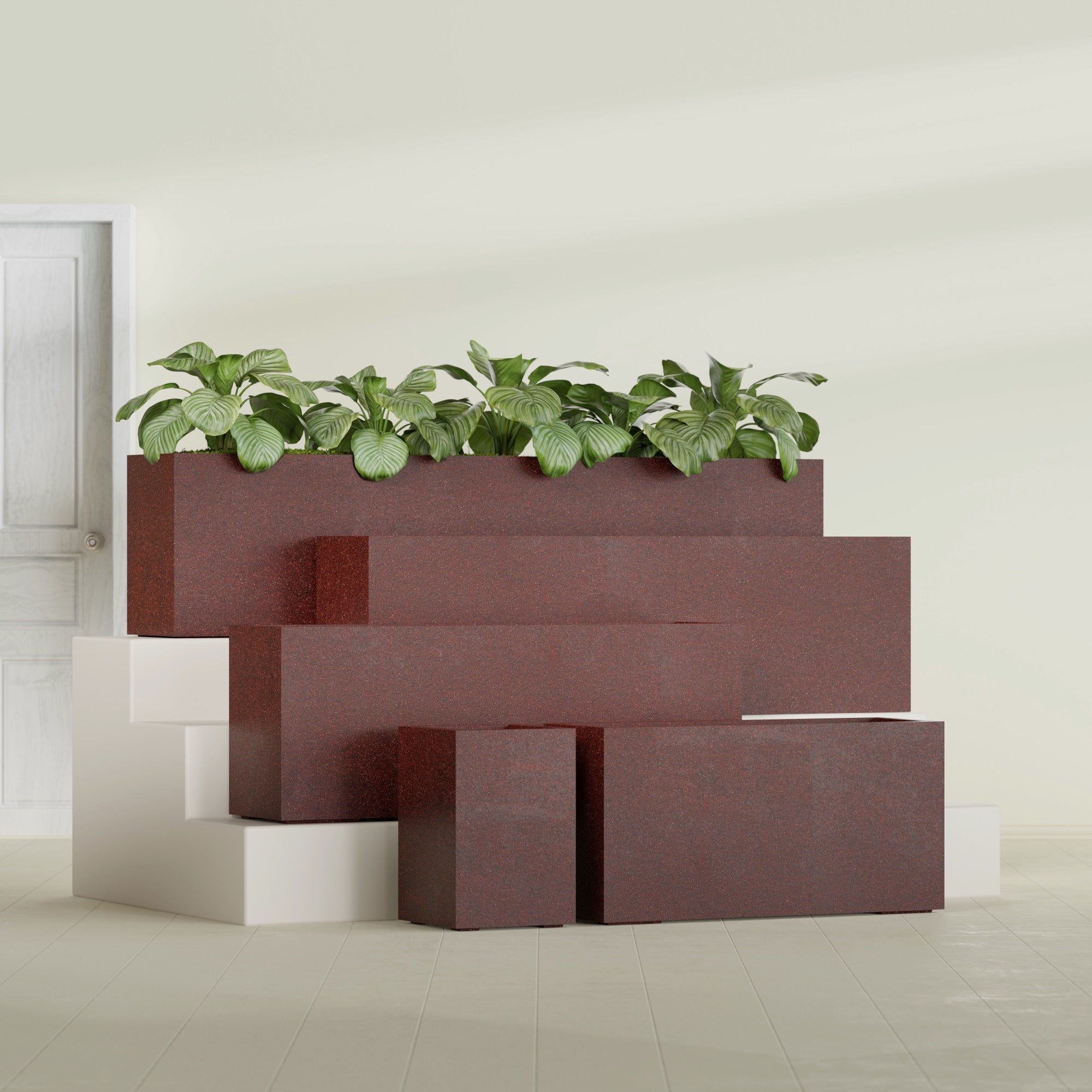 12"-Wide Rectangle - 48in x 12in x 18in - Weathered Steel - Rust - Weathered Steel - Rust,48 in x 12 in x 18 in