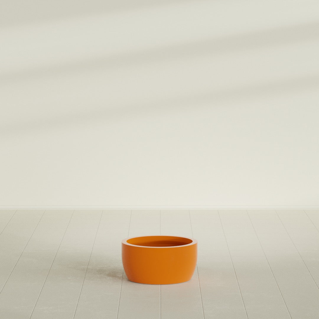 Casablanca Medium Round Low Bowl Fiberglass Planter - 20 in x 20 in x 10 in - Gloss Tangerine - Gloss Tangerine,20 in x 20 in x 10 in