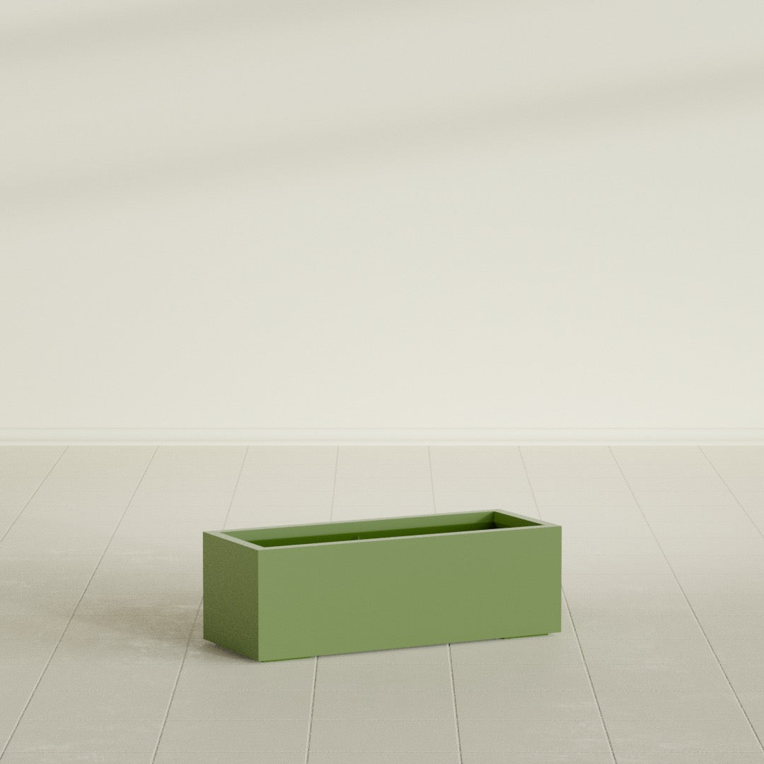 Cuba Large Long Rectangle Fiberglass Planter - 36 in x 14 in x 12 in - Satin Green - Satin Green,36 in x 14 in x 12 in