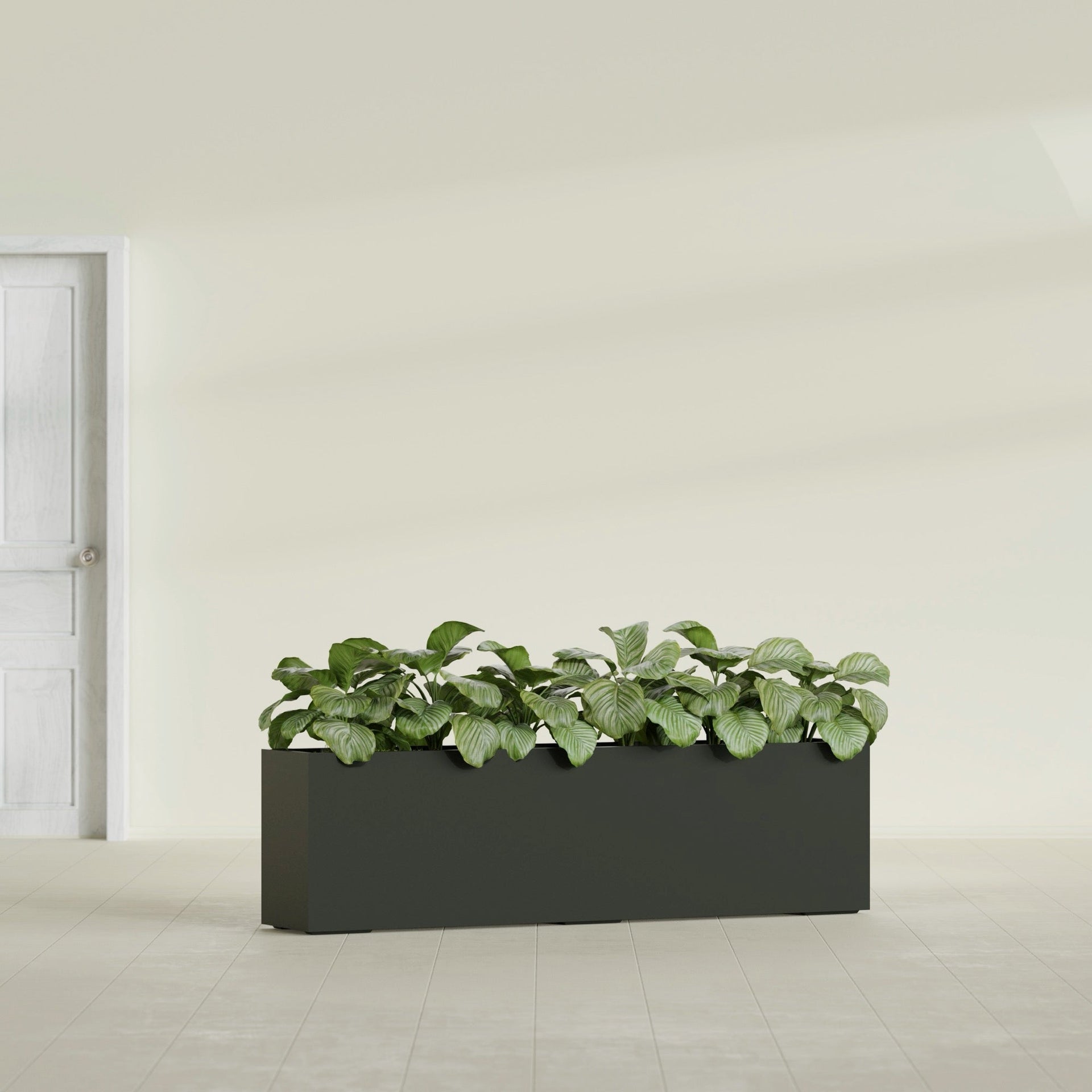 Hudson Extra Large Long Rectangle Fiberglass Planter - 100 in x 18 in x 28 in - Matte Charcoal - Matte Charcoal,100 in x 18 in x 28 in