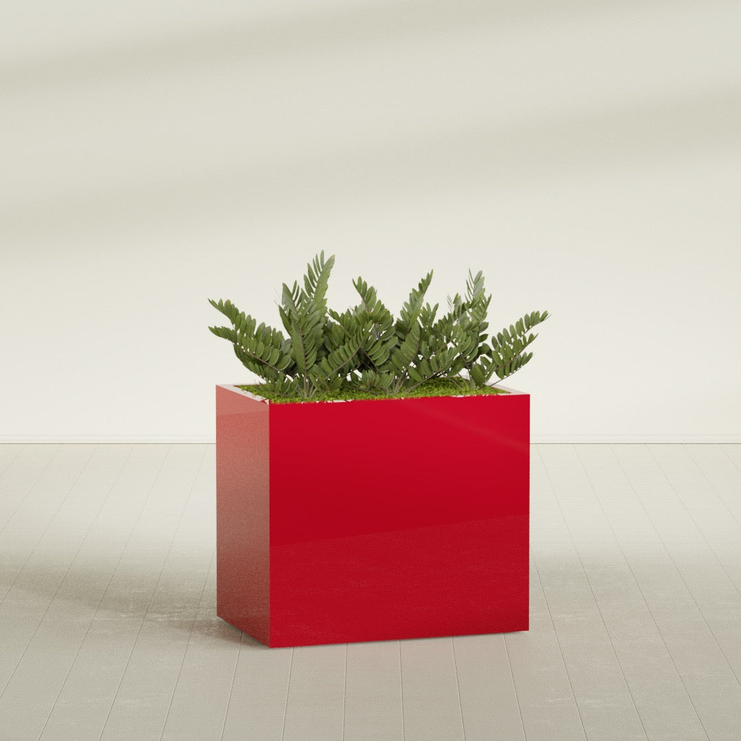 Brisbane Large Rectangle Fiberglass Planter - 36 in x 24 in x 32 in - Gloss Red - Gloss Red,36 in x 24 in x 32 in