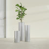 Corry Medium Tall Cylinder Fiberglass Planter - 10 in x 10 in x 20 in - Metallic Silver - Metallic Silver,10 in x 10 in x 20 in