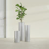 Corry Large Tall Cylinder Fiberglass Planter - 10 in x 10 in x 30 in - Metallic Silver - Metallic Silver,10 in x 10 in x 30 in