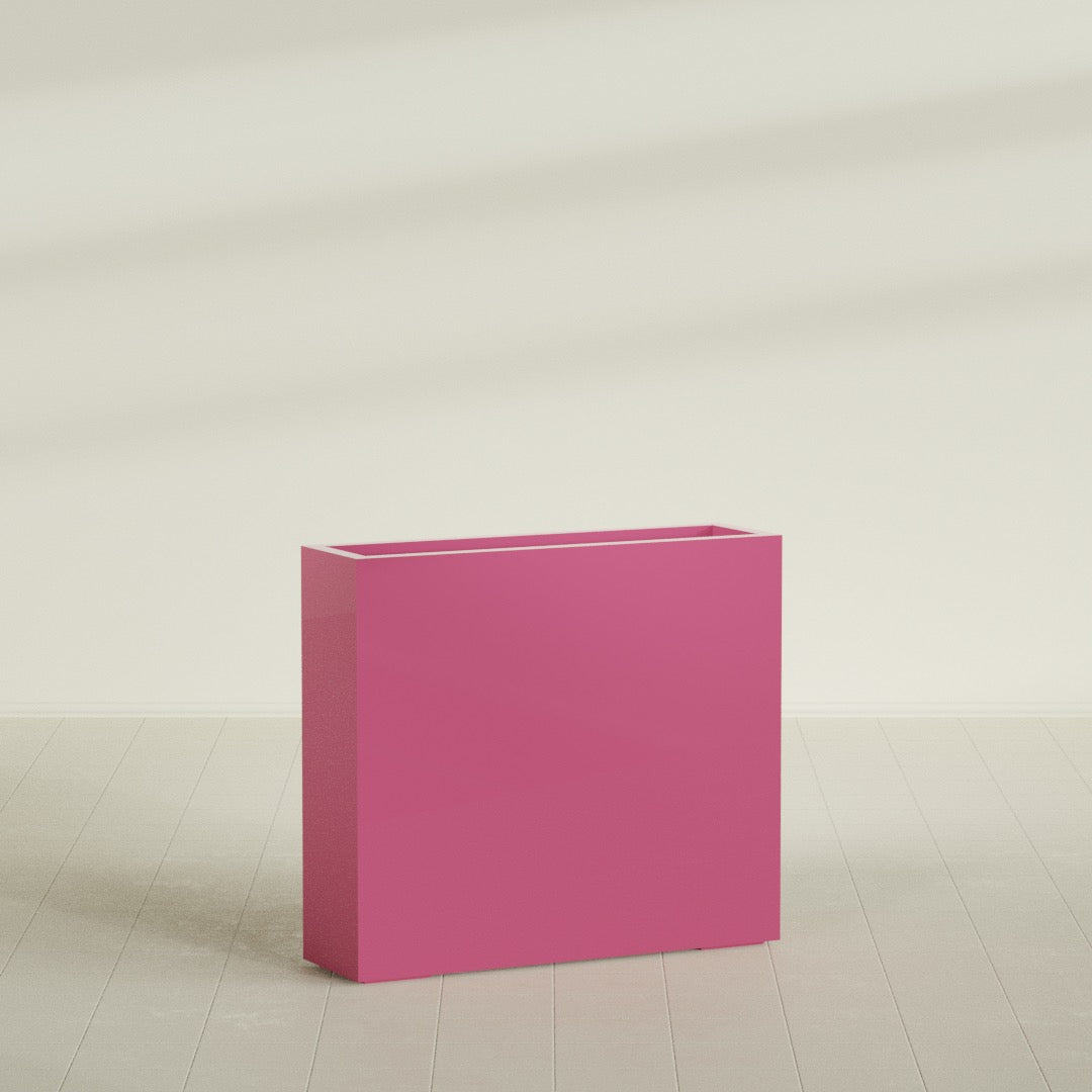 Amesbury Large Narrow Rectangle Fiberglass Planter - 36 in x 10 in x 32 in - Gloss Pink Violet - Gloss Pink Violet,36 in x 10 in x 32 in