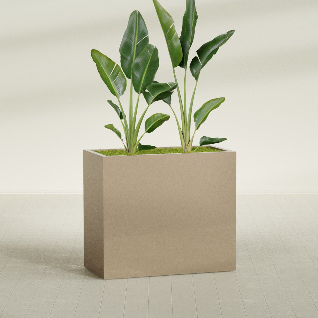 Darwin Extra Large Rectangle Fiberglass Planter - 48 in x 24 in x 42 in - Metallic Gold - Metallic Gold,48 in x 24 in x 42 in