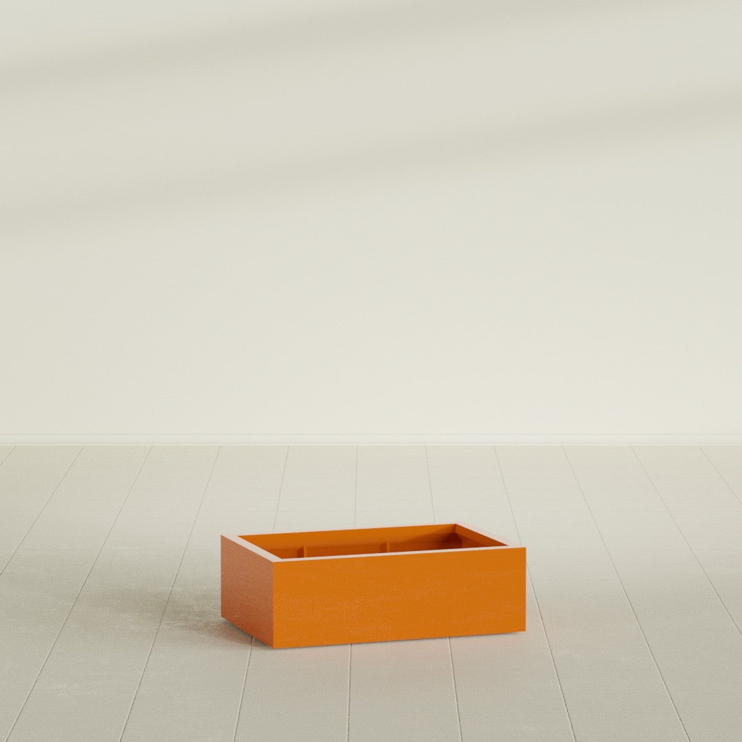 Antwerp Large Long Rectangle Fiberglass Planter - 36 in x 24 in x 12 in - Gloss Tangerine - Gloss Tangerine,36 in x 24 in x 12 in