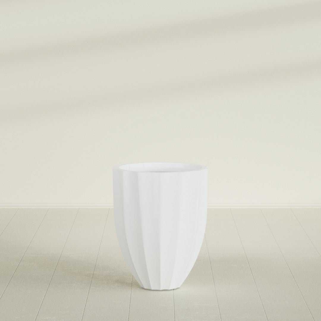 Alicante Medium Round Fiberglass Planter - 22 in x 22 in x 27 in - Matte White - Matte White,22 in x 22 in x 27 in