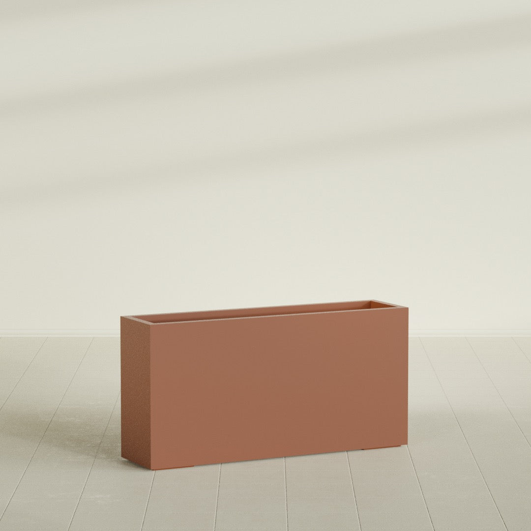 Hollywood Extra Large Narrow Rectangle Fiberglass Planter - 48 in x 12 in x 24 in - Matte Terracotta - Matte Terracotta,48 in x 12 in x 24 in