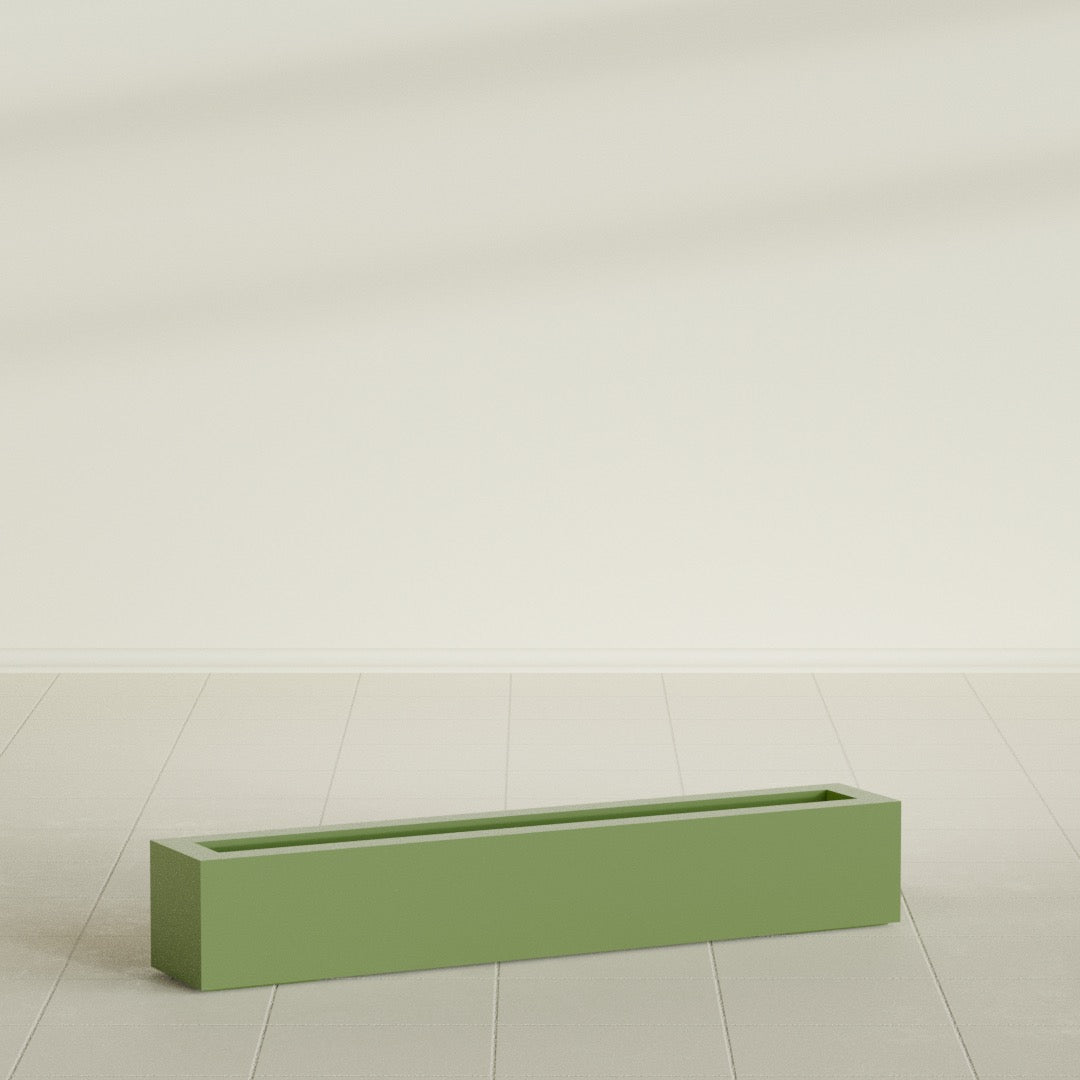 Salon Large Tall Rectangle Fiberglass Planter - 48 in x 8 in x 8 in - Satin Green - Satin Green,48 in x 8 in x 8 in