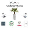 Amsterdam Mid High Medium Tall Round Planter - 13.5 in x 13.5 in x 26 in - White Grey - White Grey,13.5 in x 13.5 in x 26 in,Planter Only