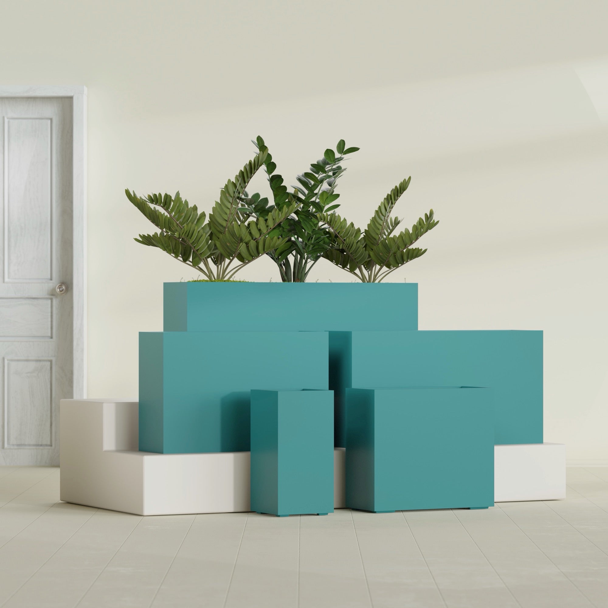 Potsdam Large Rectangle Fiberglass Planter - 36 in x 16 in x 32 in - Satin Sea Foam - Satin Sea Foam,36 in x 16 in x 32 in