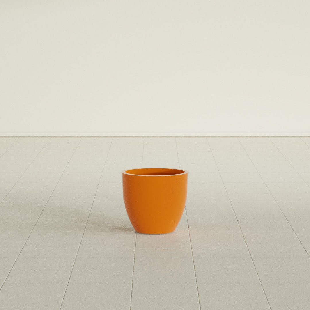 Wannsee Small Round Fiberglass Planter - 15 in x 15 in x 13 in - Gloss Tangerine - Gloss Tangerine,15 in x 15 in x 13 in