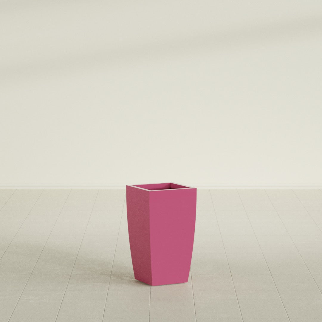 Toulan Medium Tall Tapered Square Fiberglass Planter - 12 in x 12 in x 22 in - Gloss Pink Violet - Gloss Pink Violet,12 in x 12 in x 22 in