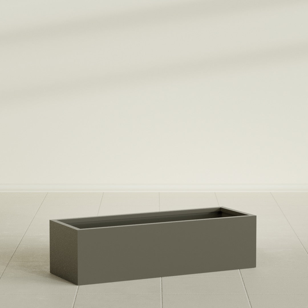 Reade Small Tabletop Rectangle Fiberglass Planter - 18 in x 6.5 in x 5 in - Matte Bronze - Matte Bronze,18.5 in x 6.5 in x 5 in