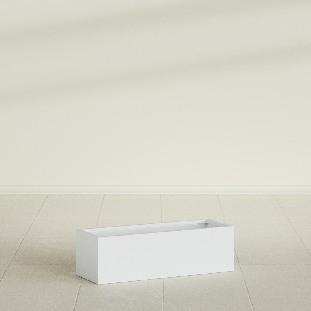 Reade Small Tabletop Rectangle Fiberglass Planter - 14 in x 5 in x 4.3 in - Gloss White - Gloss White,14 in x 5 in x 4.3 in