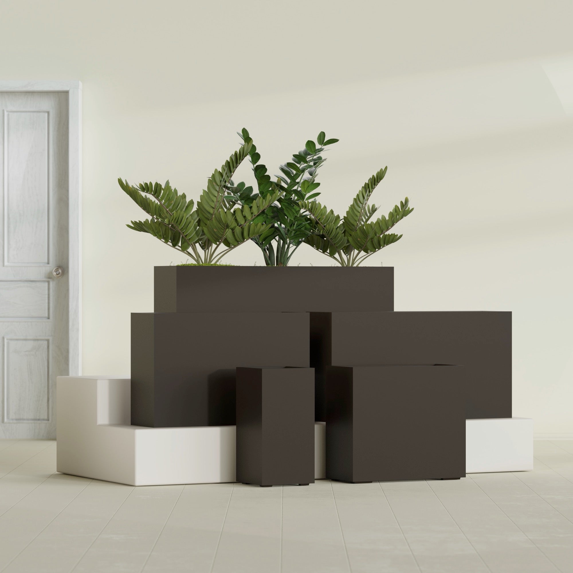 Potsdam Extra Large Long Rectangle Fiberglass Planter - 60 in x 16 in x 32 in - Matte Brown - Matte Brown,60 in x 16 in x 32 in