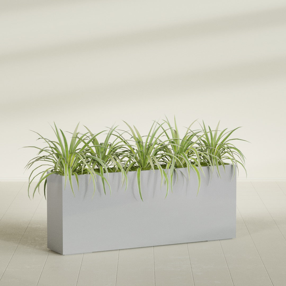 Hollywood Extra Large Narrow Rectangle Fiberglass Planter - 60 in x 12 in x 24 in - Metallic Silver - Metallic Silver,60 in x 12 in x 24 in