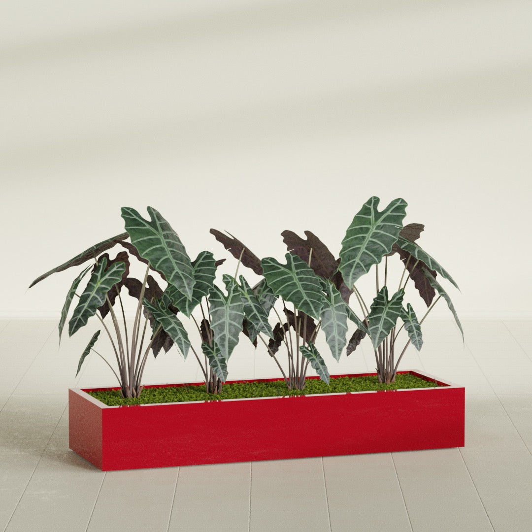 Antwerp Extra Large Long Rectangle Fiberglass Planter - 72 in x 24 in x 12 in - Gloss Red - Gloss Red,72 in x 24 in x 12 in