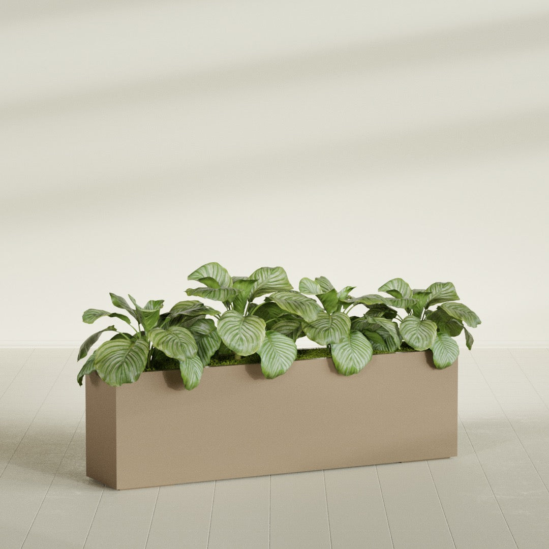 Miami Extra Large Narrow Rectangle Fiberglass Planter - 60 in x 12 in x 18 in - Metallic Gold - Metallic Gold,60 in x 12 in x 18 in