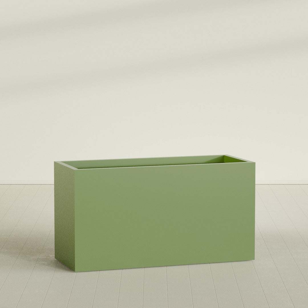 Brisbane Extra Large Long Rectangle Fiberglass Planter - 60 in x 24 in x 32 in - Satin Green - Satin Green,60 in x 24 in x 32 in
