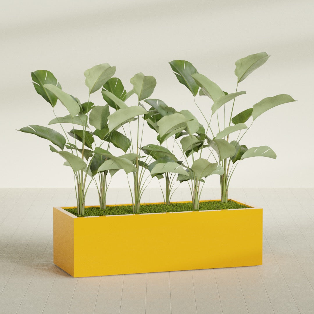 Torino Extra Large Wide Rectangle Fiberglass Planter - 60 in x 24 in x 18 in - Gloss Saffron - Gloss Saffron,60 in x 24 in x 18 in