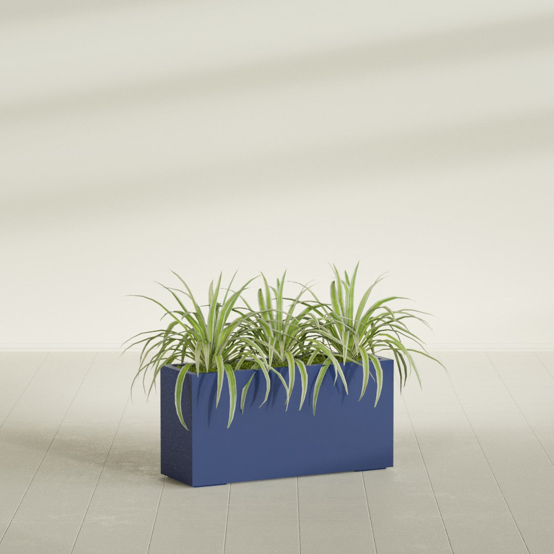 Hollywood Large Narrow Rectangle Fiberglass Planter - 36 in x 12 in x 24 in - Matte Cobalt Blue - Matte Cobalt Blue,36 in x 12 in x 24 in