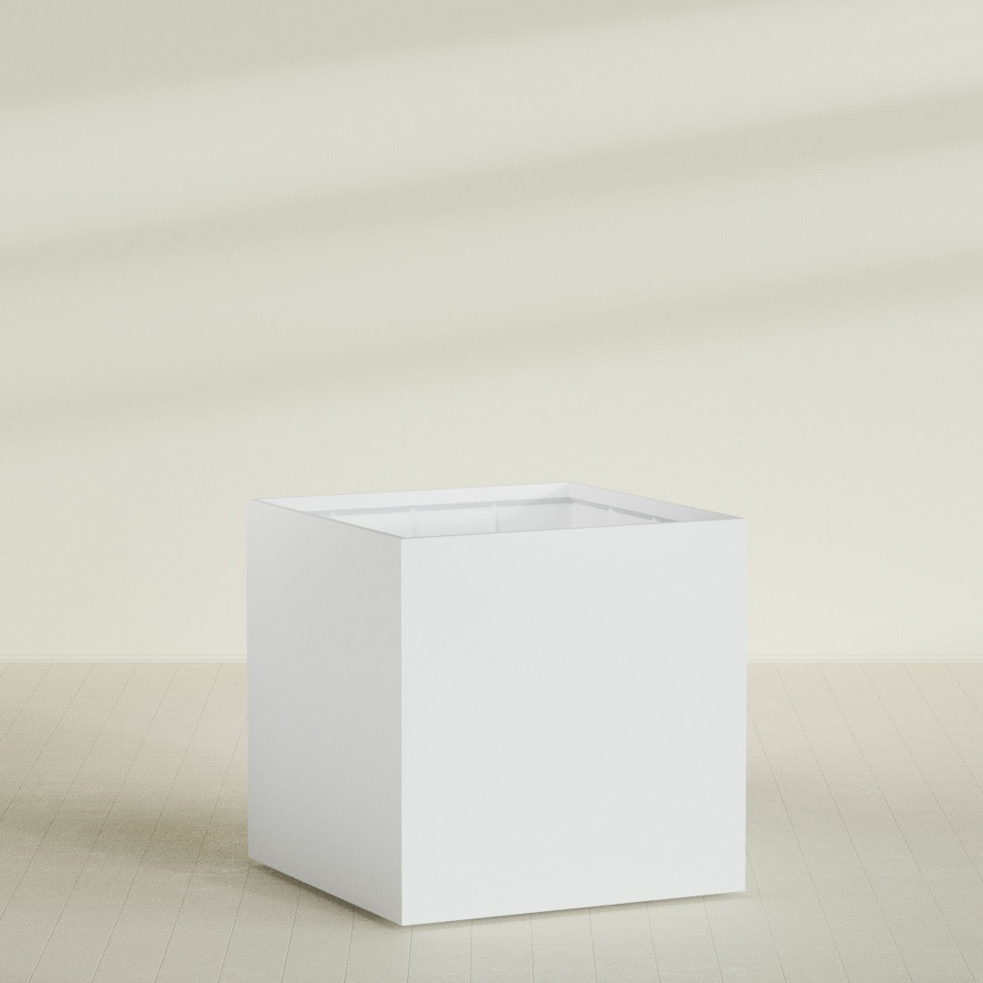 Montroy Extra Large Cube Square Fiberglass Planter - 60 in x 60 in x 60 in - Gloss White - Gloss White,60 in x 60 in x 60 in