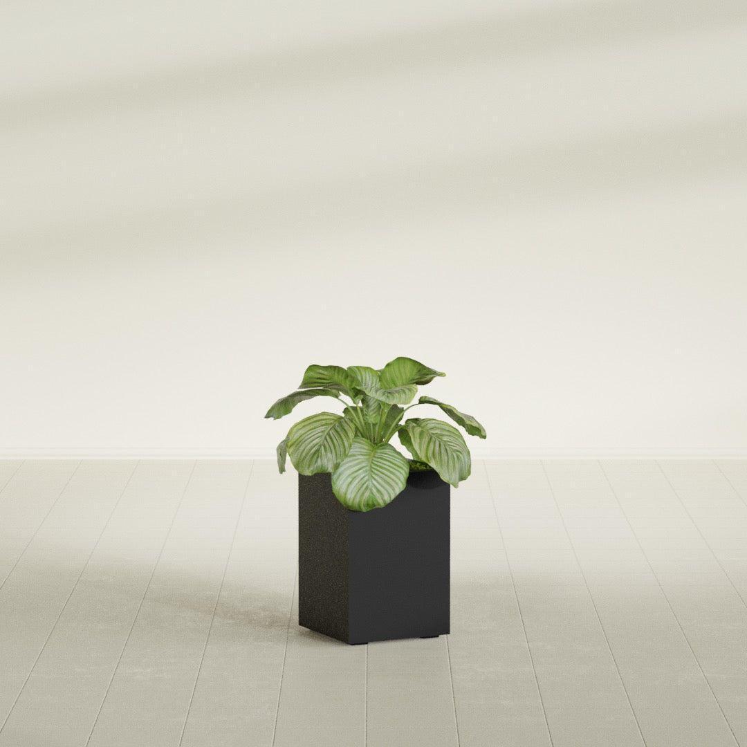 Miami Small Rectangle Fiberglass Planter - 12 in x 12 in x 18 in - Matte Black - Matte Black,12 in x 12 in x 18 in