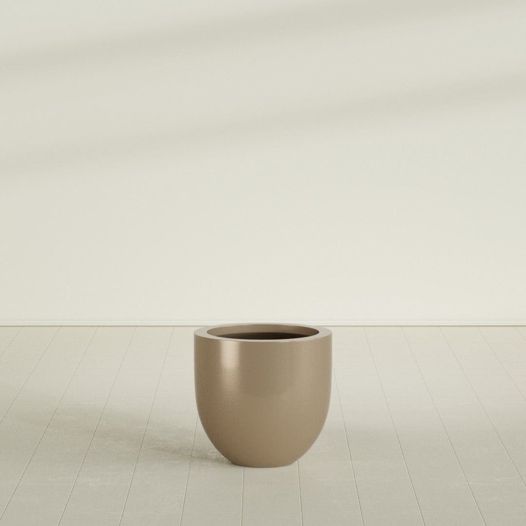Alzira Medium Round Fiberglass Planter - 23 in x 23 in x 22 in - Metallic Gold - Metallic Gold,23 in x 23 in x 22 in