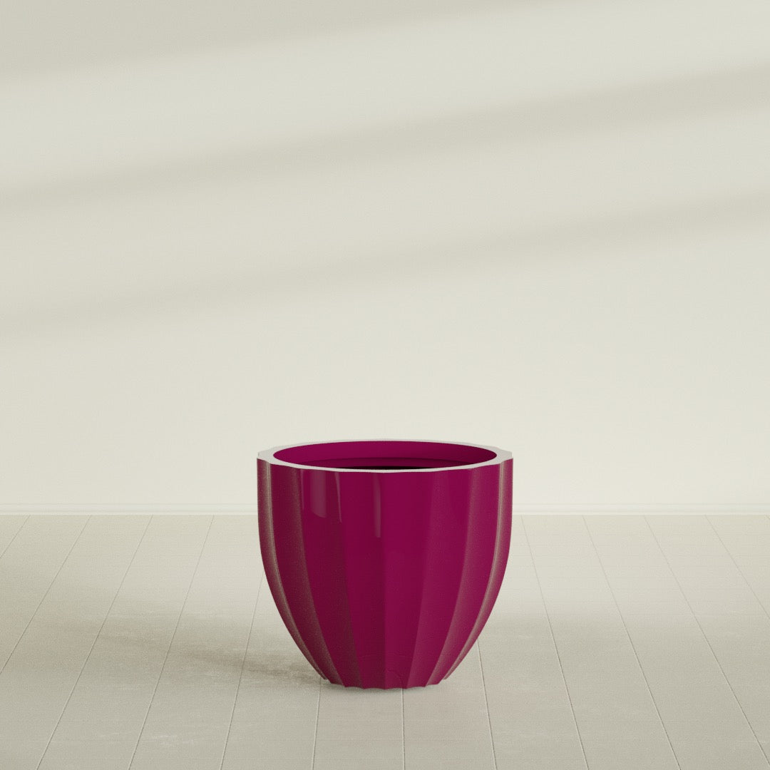 Santa Barbara Medium Round Fiberglass Planter - 23 in x 23 in x 20.3 in - Gloss Eggplant - Gloss Eggplant,23 in x 23 in x 20 in