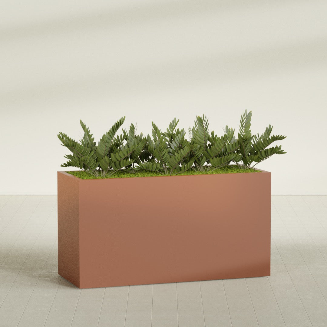 Brisbane Extra Large Long Rectangle Fiberglass Planter - 60 in x 24 in x 32 in - Matte Terracotta - Matte Terracotta,60 in x 24 in x 32 in