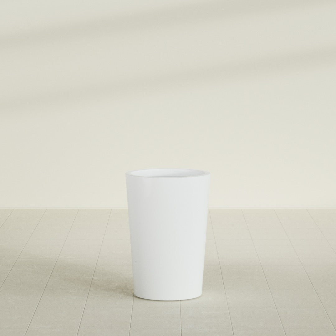 Tegel Medium Round Fiberglass Planter - 18 in x 18 in x 26 in - Matte White - Matte White,18 in x 18 in x 26 in