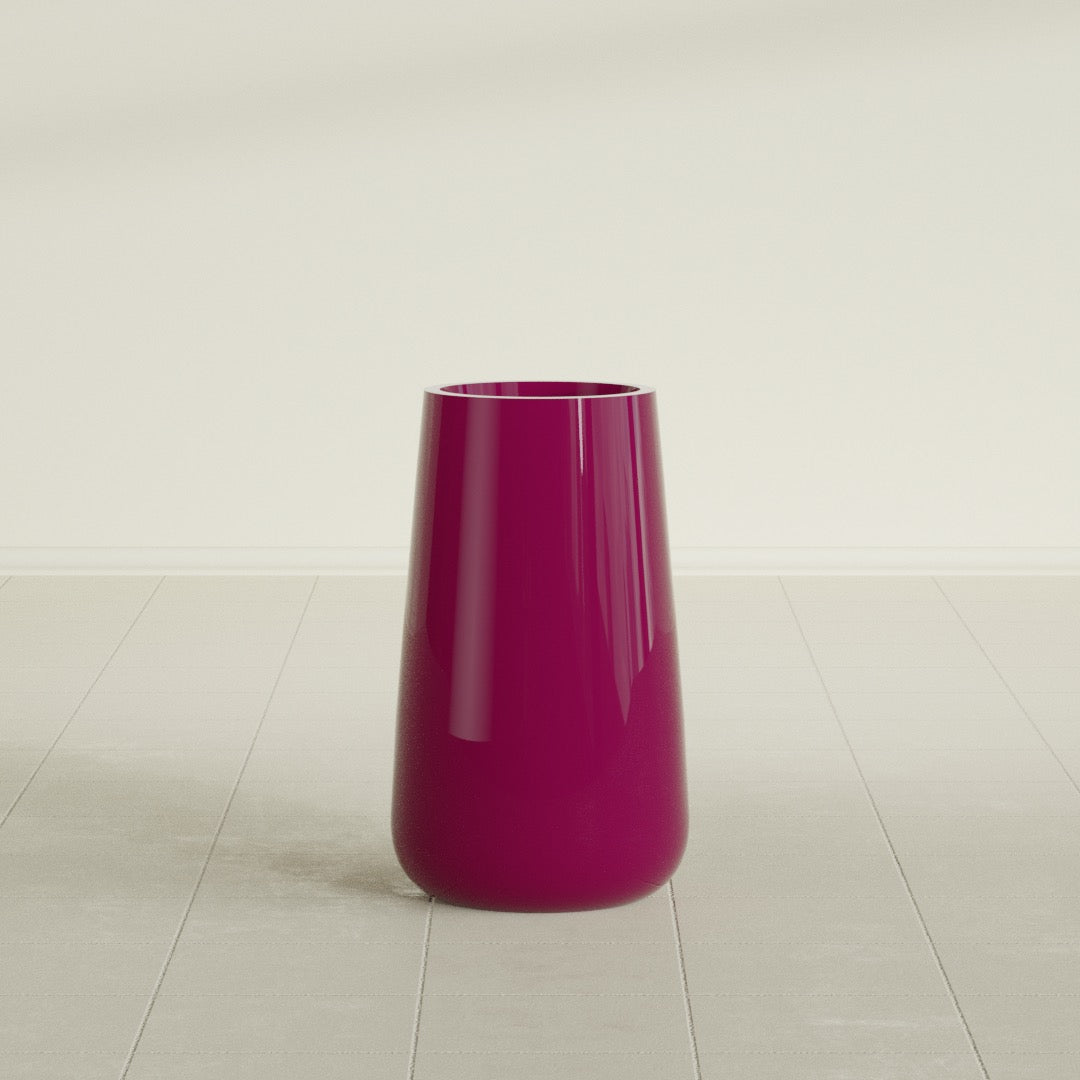 Saigon Large Tapered Round Planter - 14 in x 14 in x 30 in - Gloss Eggplant - Gloss Eggplant,13.7 in x 13.7 in 30 in