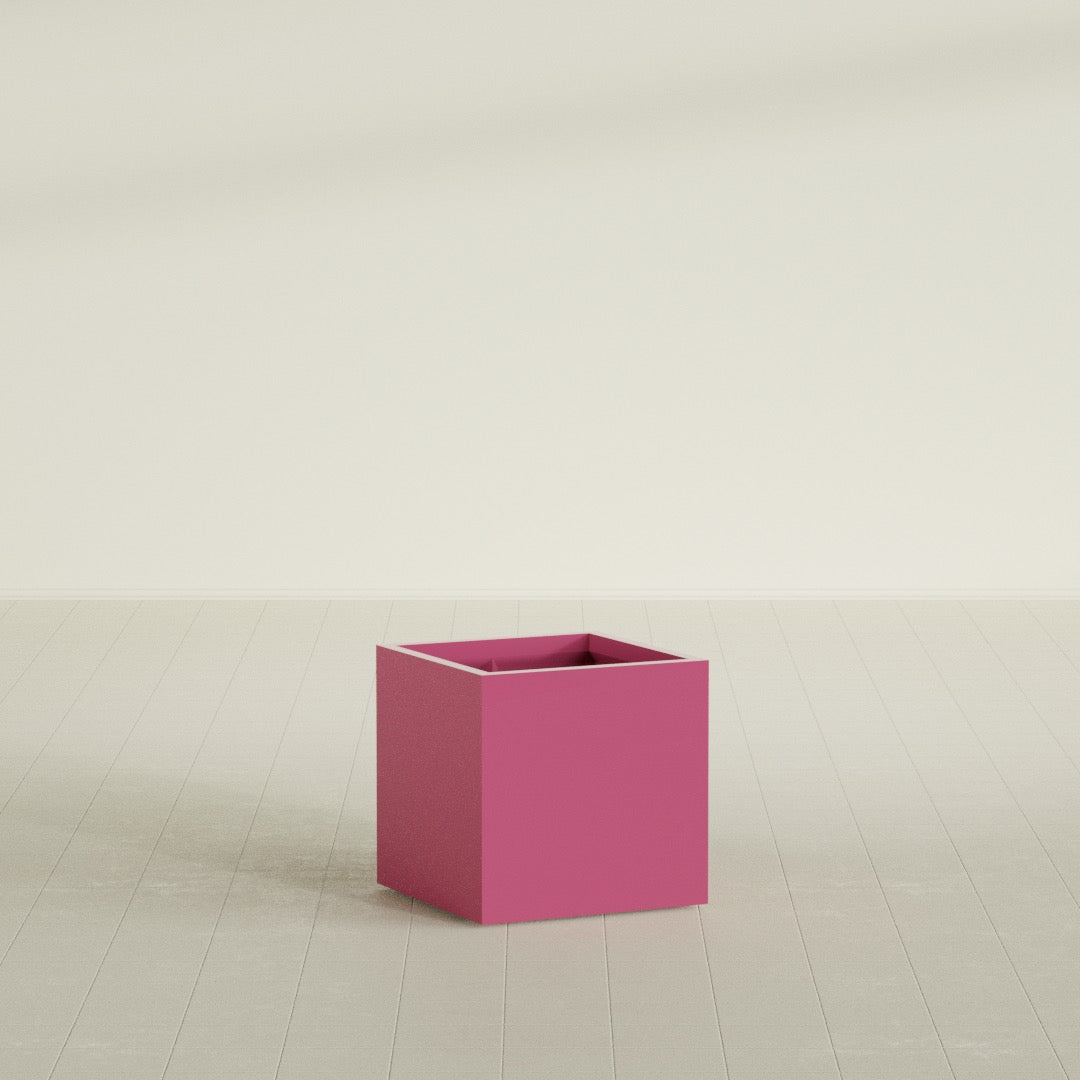 Montroy Medium Cube Square Fiberglass Planter - 24 in x 24 in x 24 in - Gloss Pink Violet - Gloss Pink Violet,24 in x 24 in x 24 in
