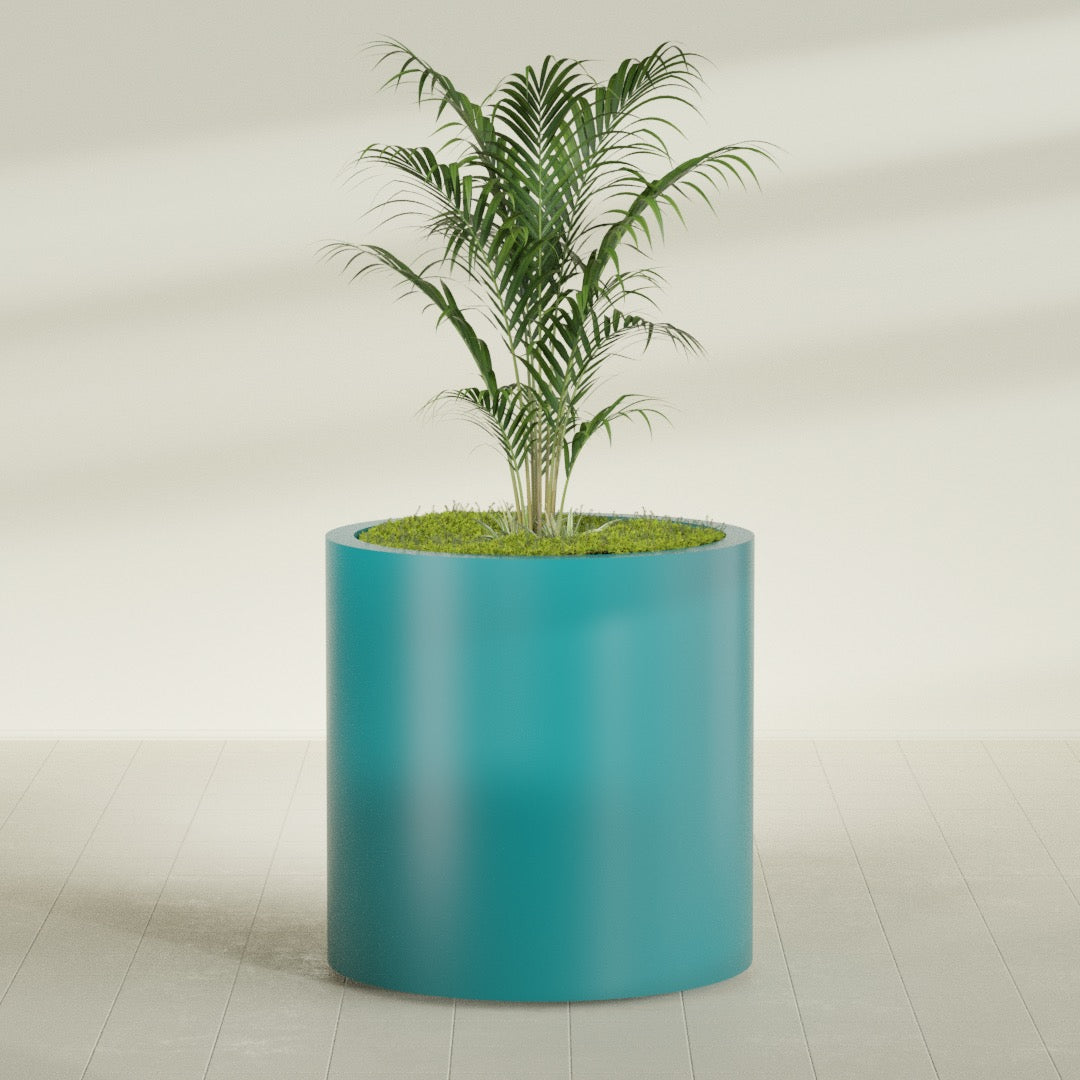 Rio Grande Large Round Fiberglass Planter - 30 in x 30 in x 32 in - Satin Sea Foam - Satin Sea Foam,30 in x 30 in x 32 in