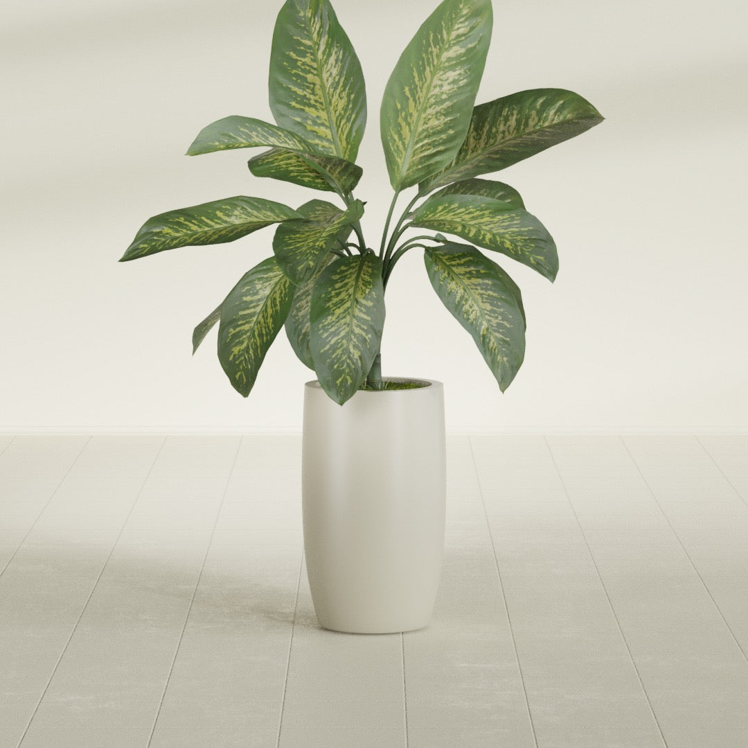 Lisbon Medium Round Fiberglass Planter - 14 in x 14 in x 25 in - Satin Beige - Satin Beige,14 in x 14 in x 25 in