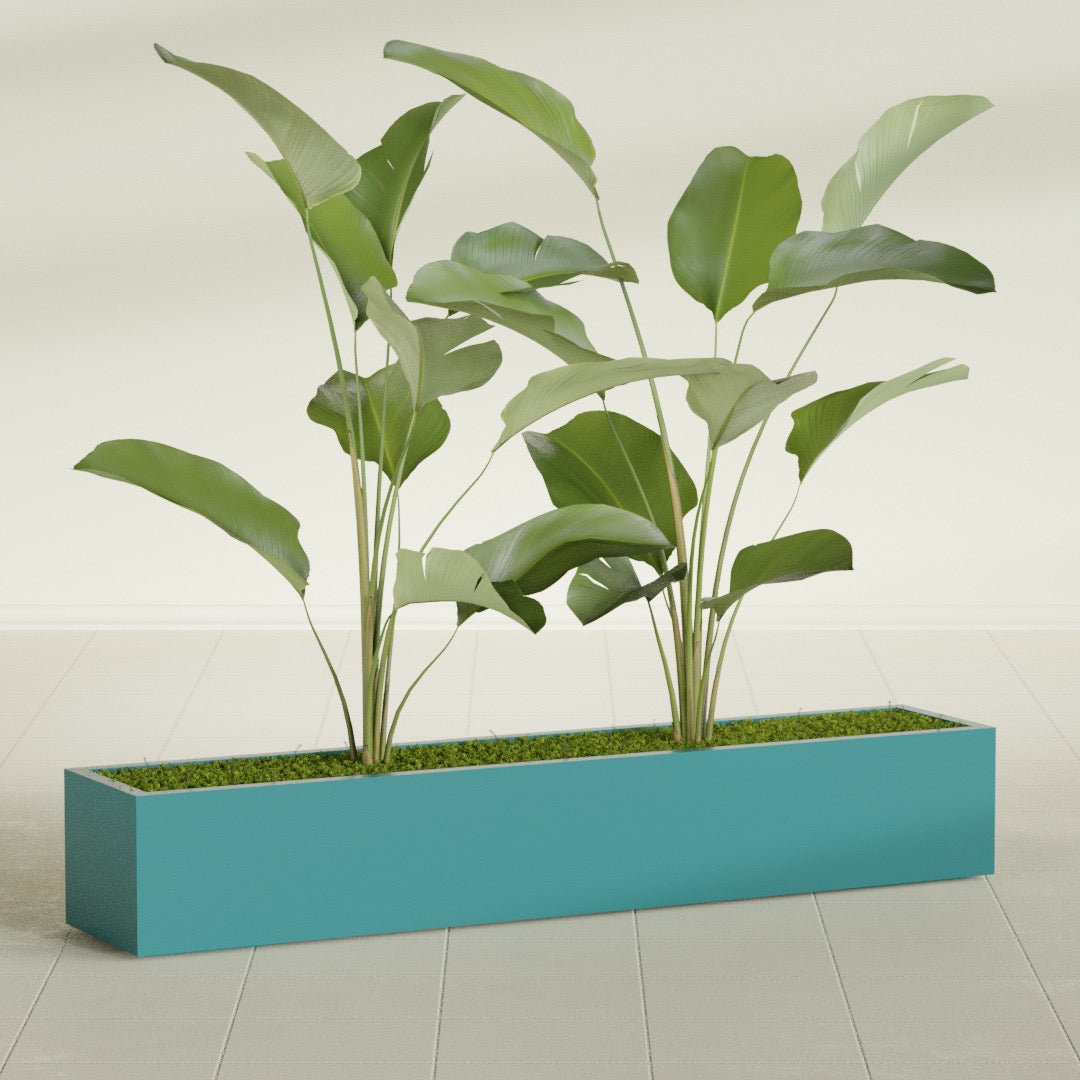 Cuba Extra Large Long Rectangle Fiberglass Planter - 72 in x 14 in x 12 in - Satin Sea Foam - Satin Sea Foam,72 in x 14 in x 12 in