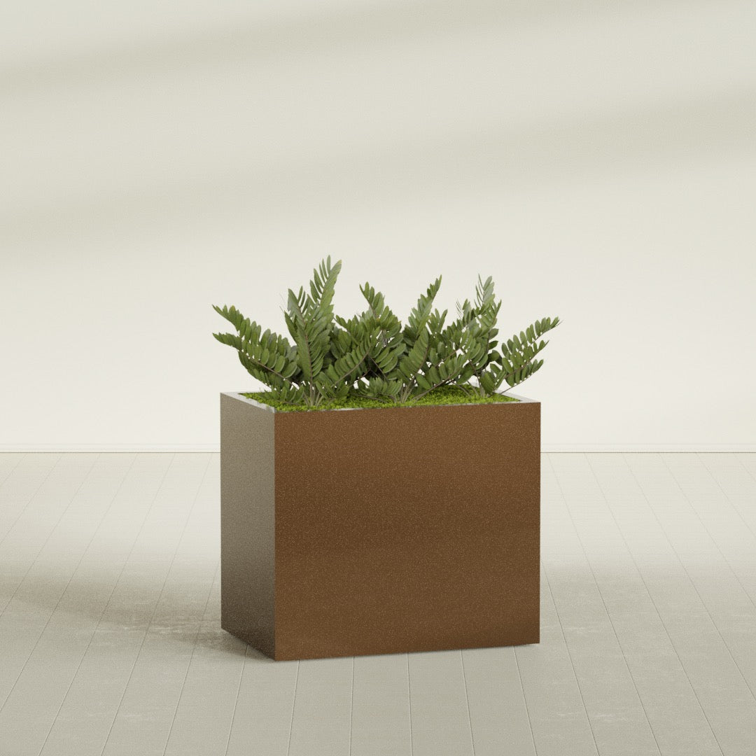 Brisbane Large Rectangle Fiberglass Planter - 36 in x 24 in x 32 in - Metallic Bronze - Metallic Bronze,36 in x 24 in x 32 in