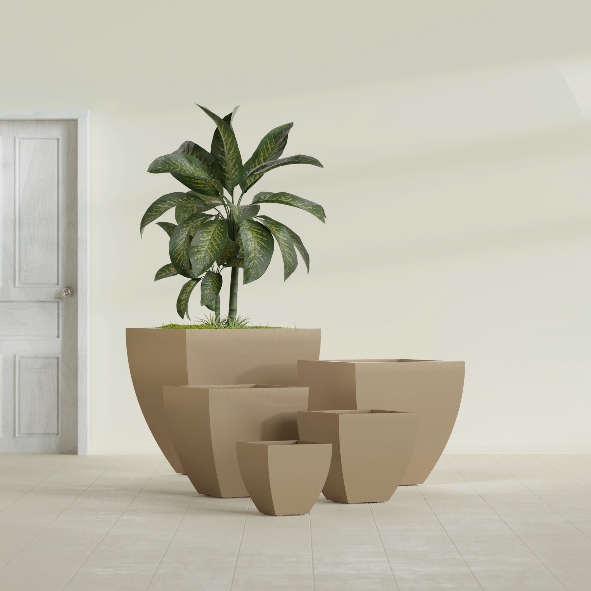 Lima Small Tapered Square Fiberglass Planter - 16 in x 16 in x 16 in - Metallic Gold - Metallic Gold,16 in x 16 in x 16 in