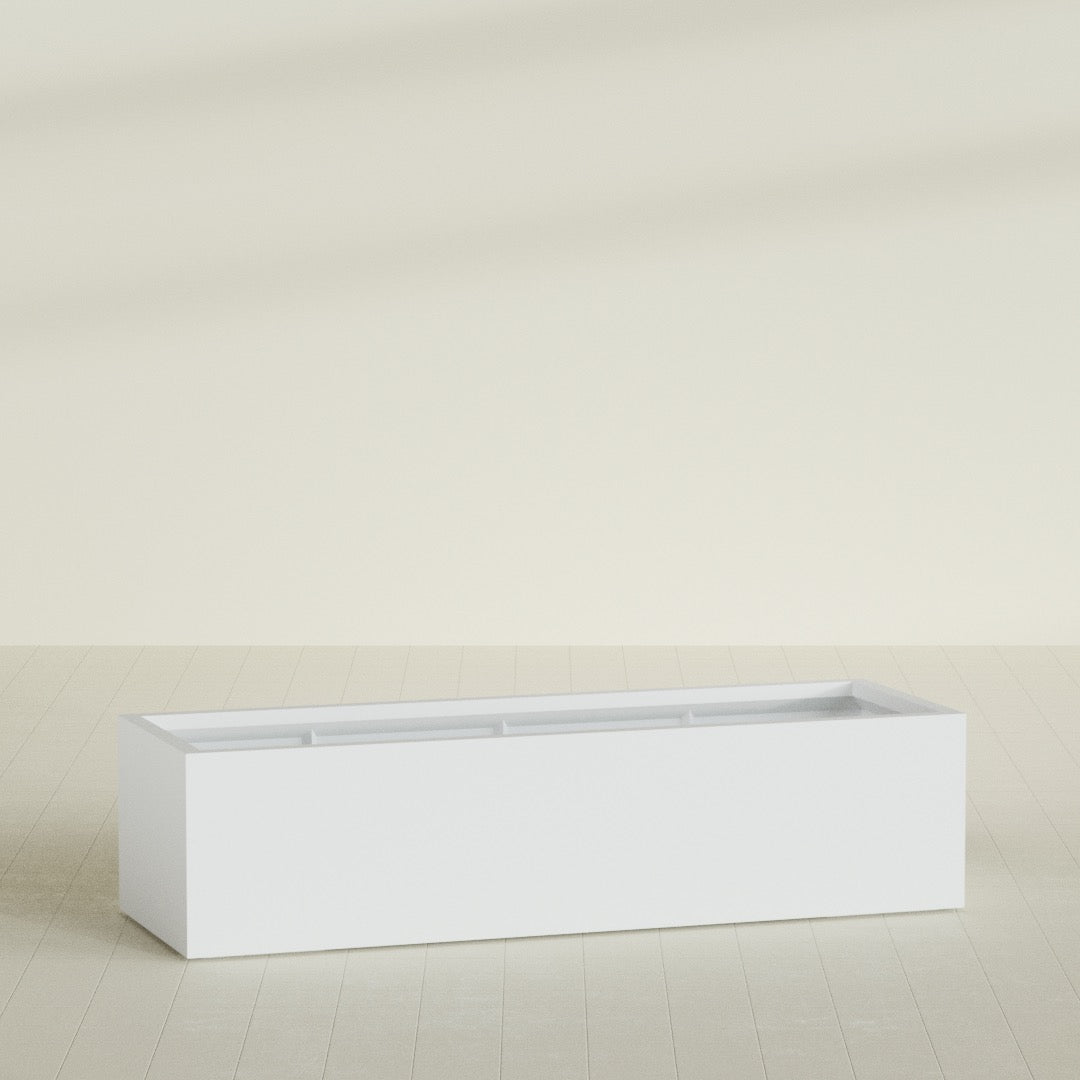 Torino Extra Large Wide Rectangle Fiberglass Planter - 72 in x 24 in x 18 in - Gloss White - Gloss White,72 in x 24 in x 18 in