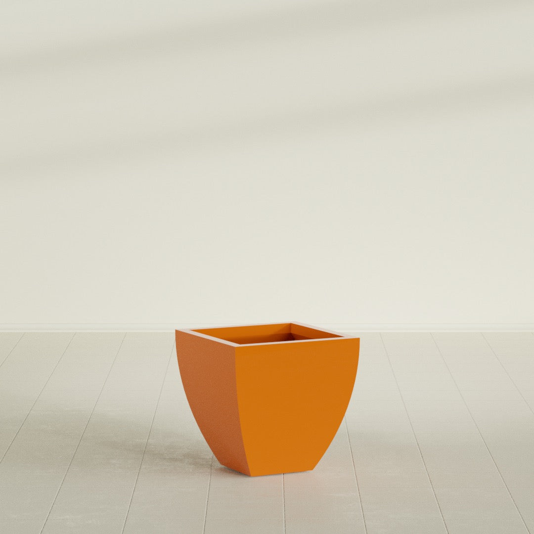 Lima Medium Tapered Square Fiberglass Planter - 20 in x 20 in x 20 in - Gloss Tangerine - Gloss Tangerine,20 in x 20 in x 20 in