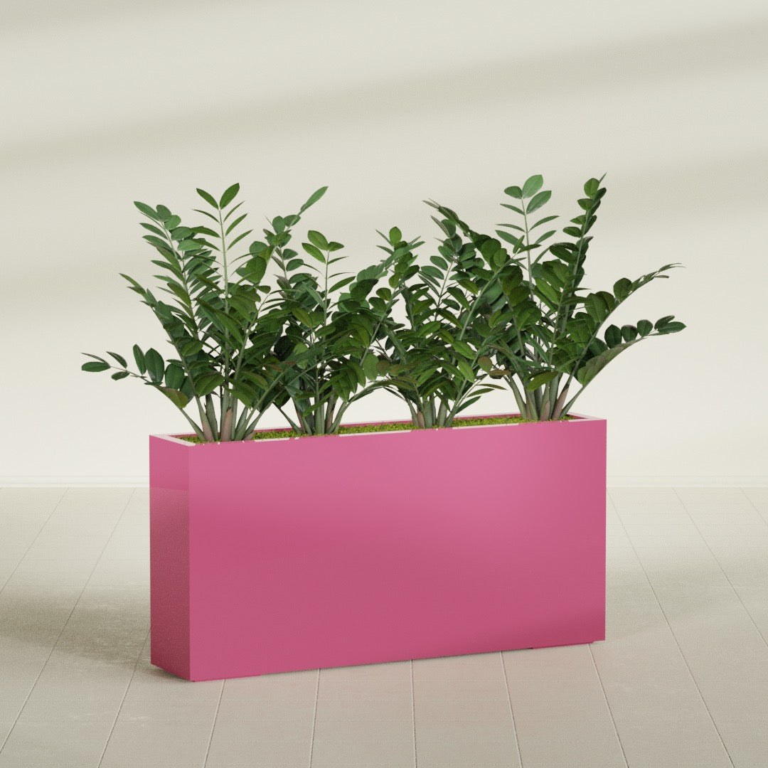 Milano Extra Large Narrow Rectangle Fiberglass Planter - 48 in x 10 in x 24 in - Gloss Pink Violet - Gloss Pink Violet,48 in x 10 in x 24 in