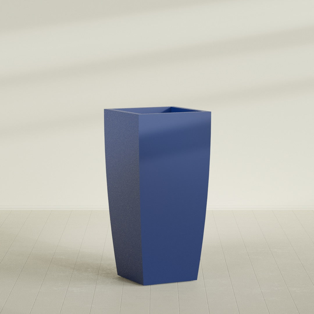 Toulan Extra Large Tall Tapered Square Fiberglass Planter - 28 in x 28 in x 60 in - Matte Cobalt Blue - Matte Cobalt Blue,28 in x 28 in x 60 in