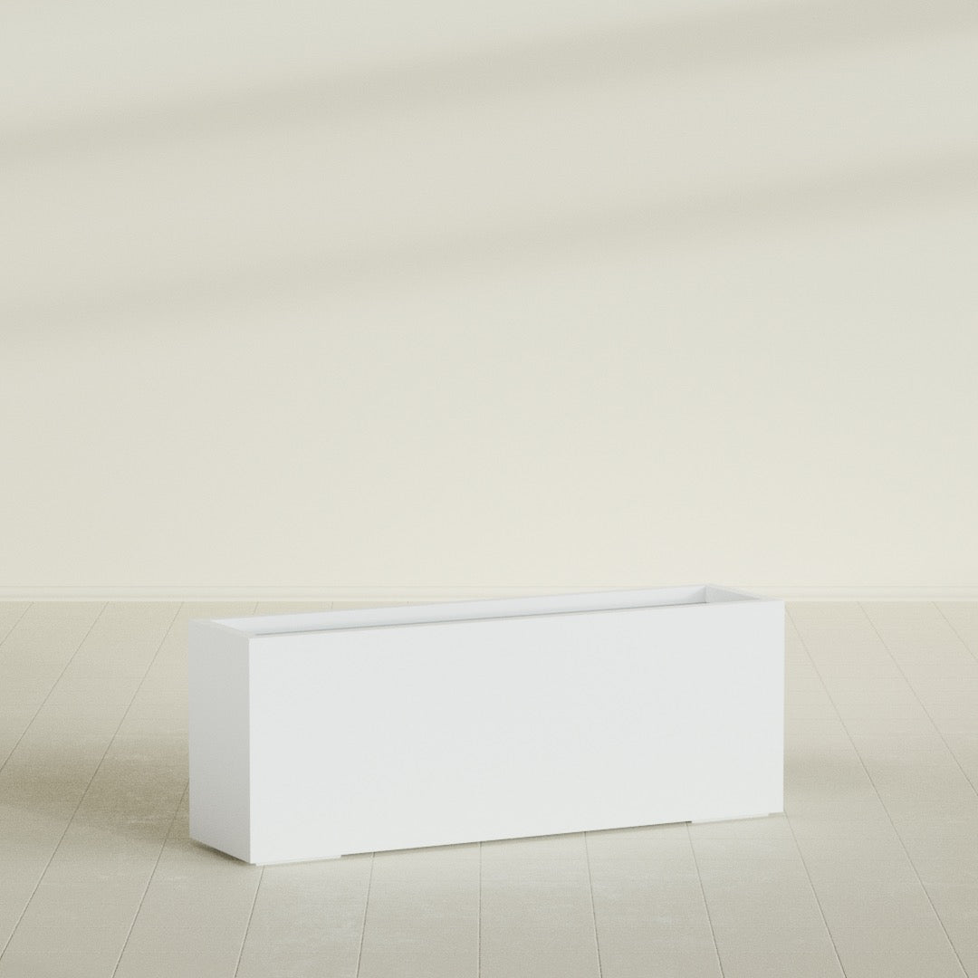 Miami Extra Large Narrow Rectangle Fiberglass Planter - 48 in x 12 in x 18 in - Matte White - Matte White,48 in x 12 in x 18 in