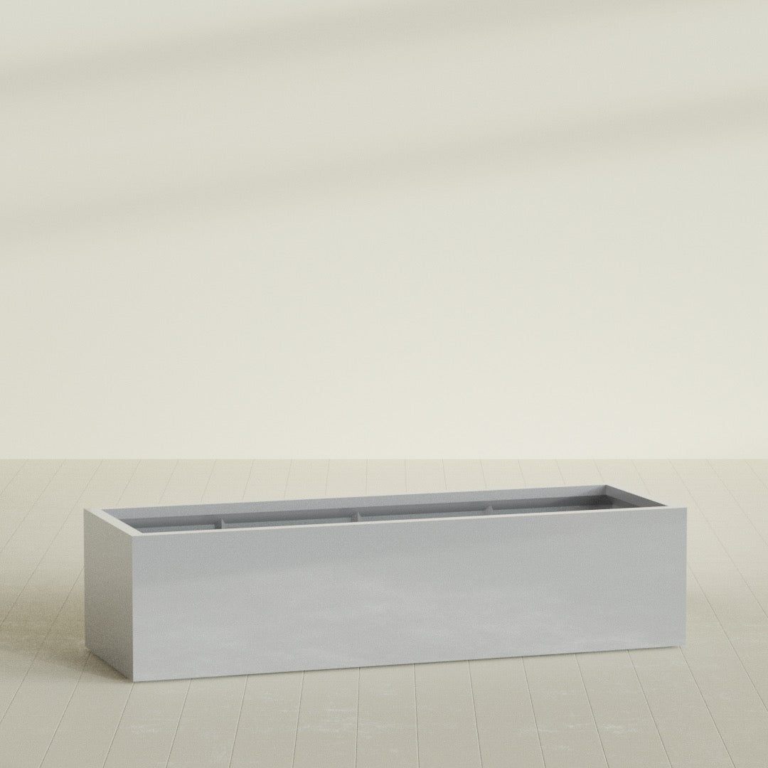 Torino Extra Large Wide Rectangle Fiberglass Planter - 72 in x 24 in x 18 in - Metallic Silver - Metallic Silver,72 in x 24 in x 18 in