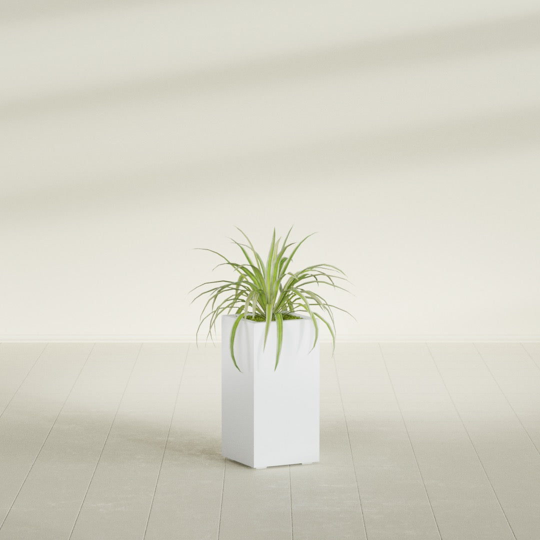 Hollywood Medium Rectangle Fiberglass Planter - 12 in x 12 in x 24 in - Gloss White - Gloss White,12 in x 12 in x 24 in