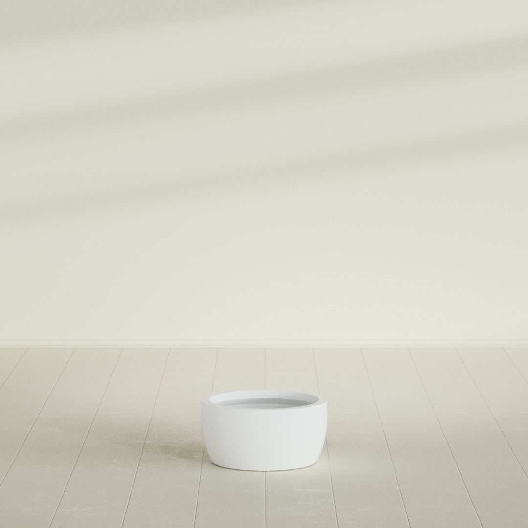 Casablanca Medium Round Low Bowl Fiberglass Planter - 20 in x 20 in x 10 in - Matte White - Matte White,20 in x 20 in x 10 in
