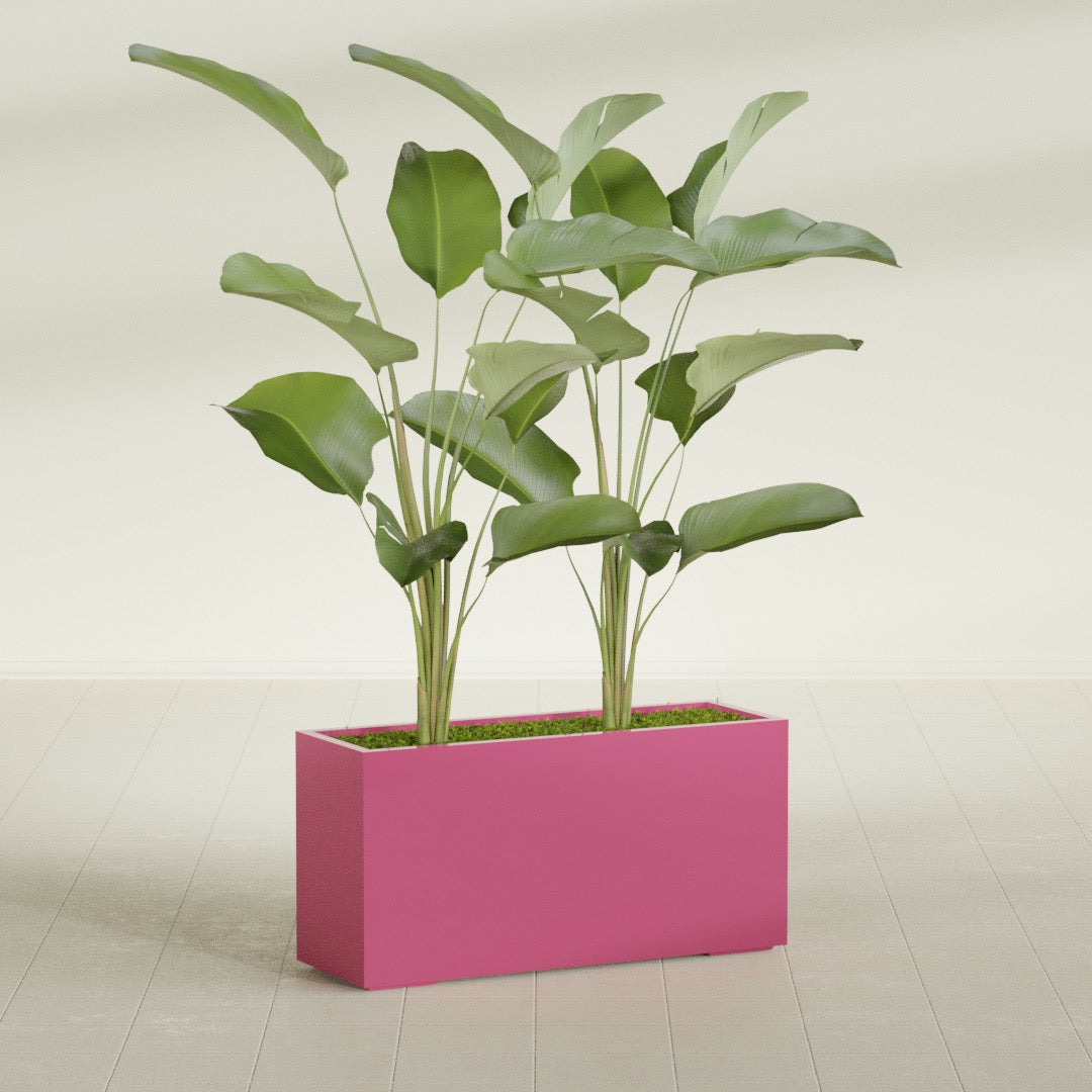 Tolga Extra Large Long Rectangle Fiberglass Planter - 48 in x 16 in x 24 in - Gloss Pink Violet - Gloss Pink Violet,48 in x 16 in x 24 in